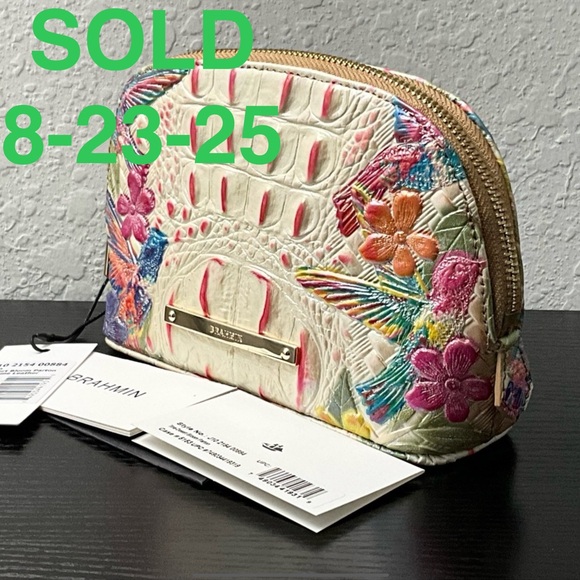 Brahmin Handbags - Brahmin TINA Cosmetic Clutch DESERT BLOOM PARTON Flowers Hummingbirds RARE HTF